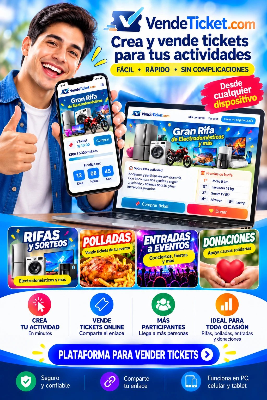 VendeTicket, plataforma para vender tickets de rifas, actividades, eventos y donaciones